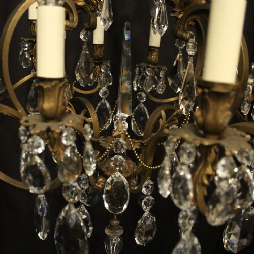 FRENCH GILDED BRONZE CRYSTAL 12 LIGHT ANTIQUE CHANDELIER - ADDITIONAL PHOTO 4