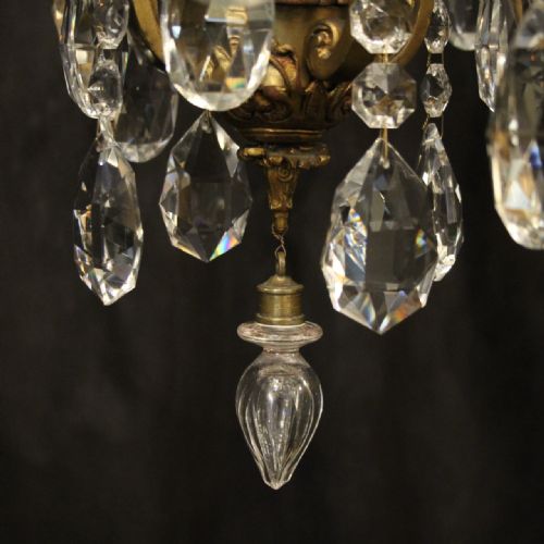 FRENCH GILDED BRONZE CRYSTAL 12 LIGHT ANTIQUE CHANDELIER - ADDITIONAL PHOTO 7