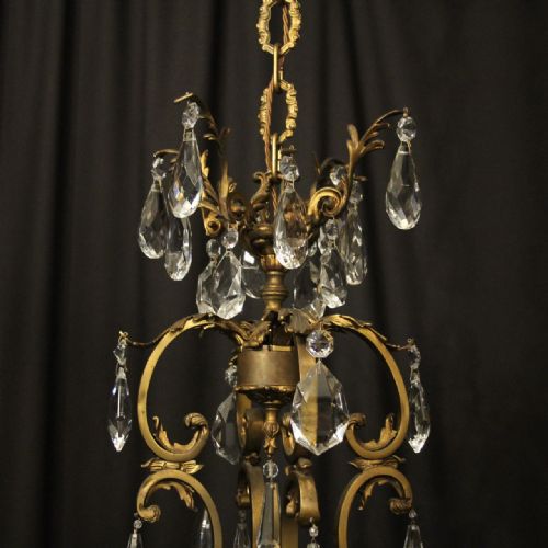 FRENCH GILDED BRONZE CRYSTAL 12 LIGHT ANTIQUE CHANDELIER - ADDITIONAL PHOTO 9