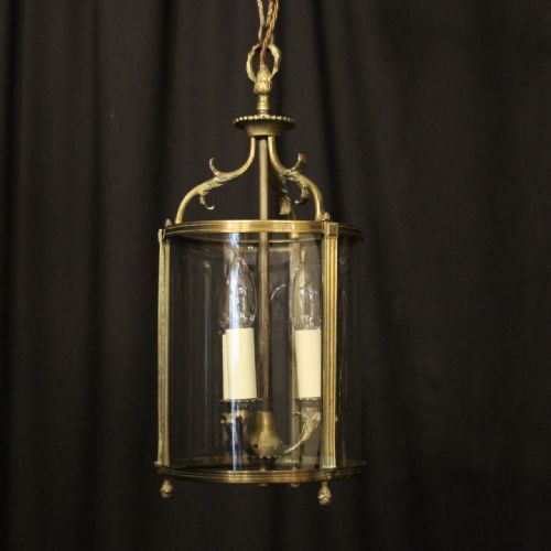 french gilded convex triple light antique hall lantern - CATEGORY: ANTIQUE LIGHTING - DATED 1920
