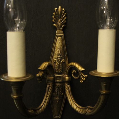 FRENCH PAIR OF GILDED TWIN ARM ANTIQUE WALL LIGHTS - ADDITIONAL PHOTO 2
