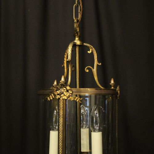 FRENCH GILDED BRONZE TRIPLE LIGHT ANTIQUE LANTERN - ADDITIONAL PHOTO 1