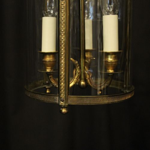 FRENCH GILDED BRONZE TRIPLE LIGHT ANTIQUE LANTERN - ADDITIONAL PHOTO 5
