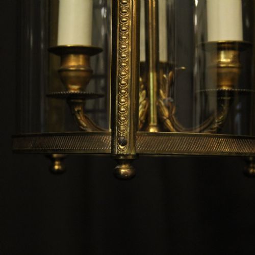 FRENCH GILDED BRONZE TRIPLE LIGHT ANTIQUE LANTERN - ADDITIONAL PHOTO 7