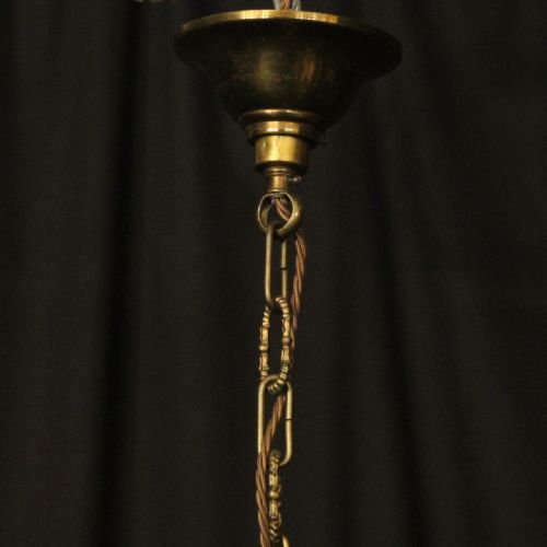 FRENCH GILDED BRONZE TRIPLE LIGHT ANTIQUE LANTERN - ADDITIONAL PHOTO 9