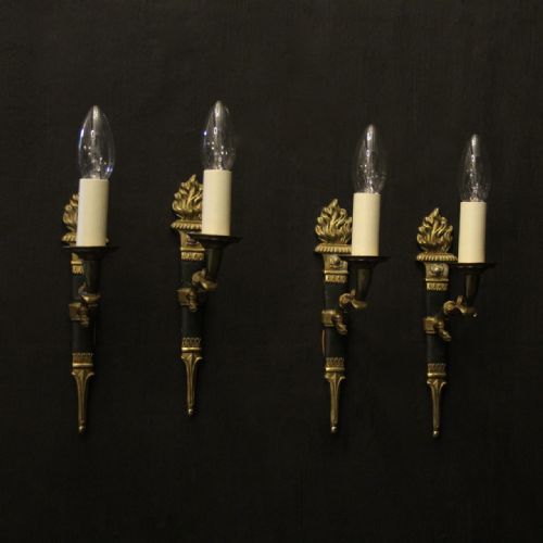 french set of 4 empire single arm antique wall lights - CATEGORY: ANTIQUE LIGHTING - DATED 1930
