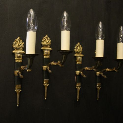 FRENCH SET OF 4 EMPIRE SINGLE ARM ANTIQUE WALL LIGHTS - ADDITIONAL PHOTO 1