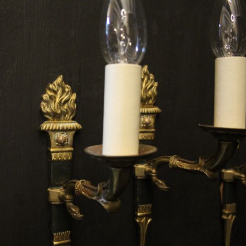 FRENCH SET OF 4 EMPIRE SINGLE ARM ANTIQUE WALL LIGHTS - ADDITIONAL PHOTO 2
