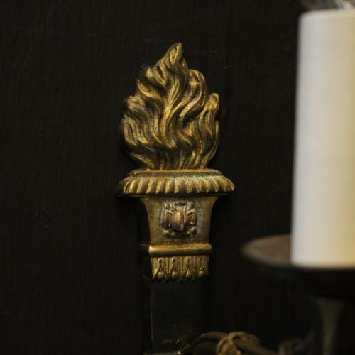 FRENCH SET OF 4 EMPIRE SINGLE ARM ANTIQUE WALL LIGHTS - ADDITIONAL PHOTO 4
