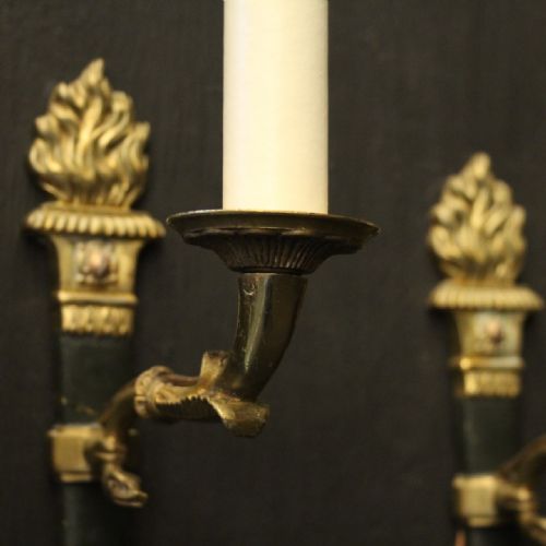 FRENCH SET OF 4 EMPIRE SINGLE ARM ANTIQUE WALL LIGHTS - ADDITIONAL PHOTO 5
