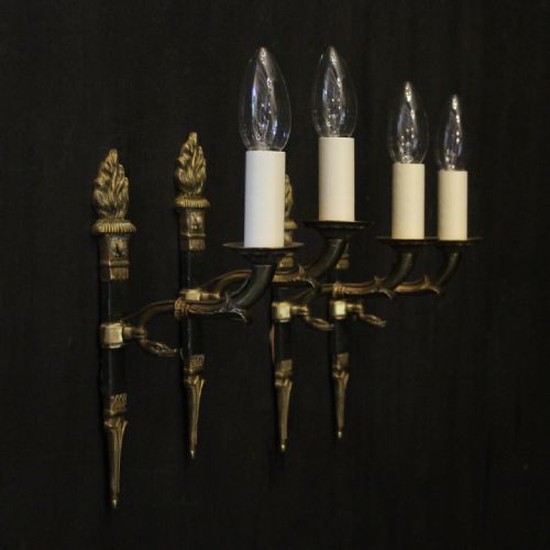 FRENCH SET OF 4 EMPIRE SINGLE ARM ANTIQUE WALL LIGHTS - ADDITIONAL PHOTO 9
