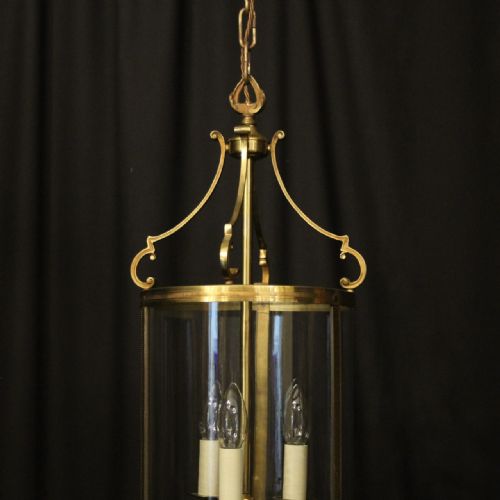 FRENCH GILDED BRASS TRIPLE LIGHT ANTIQUE LANTERN - ADDITIONAL PHOTO 1