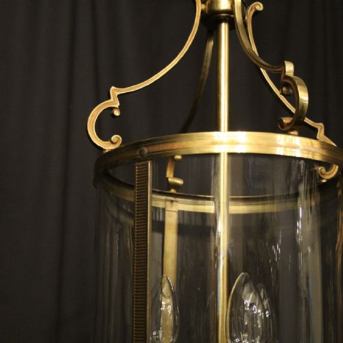 FRENCH GILDED BRASS TRIPLE LIGHT ANTIQUE LANTERN - ADDITIONAL PHOTO 4