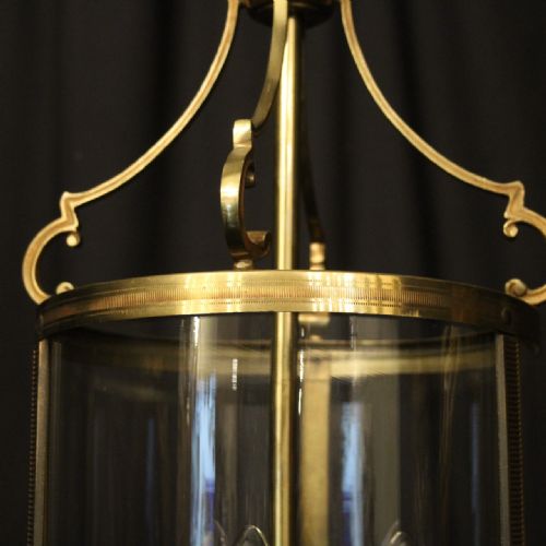 FRENCH GILDED BRASS TRIPLE LIGHT ANTIQUE LANTERN - ADDITIONAL PHOTO 6