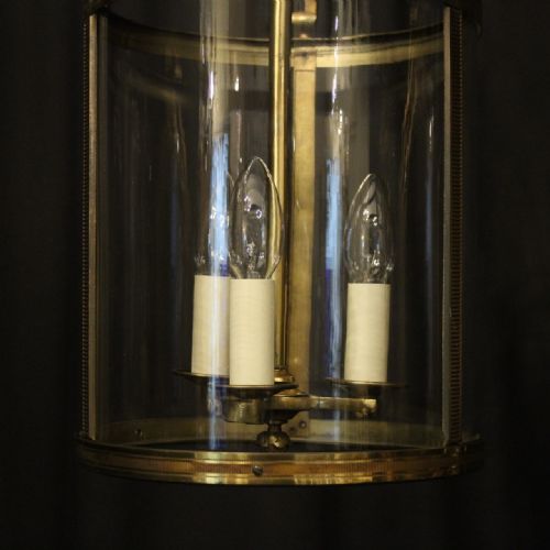 FRENCH GILDED BRASS TRIPLE LIGHT ANTIQUE LANTERN - ADDITIONAL PHOTO 7