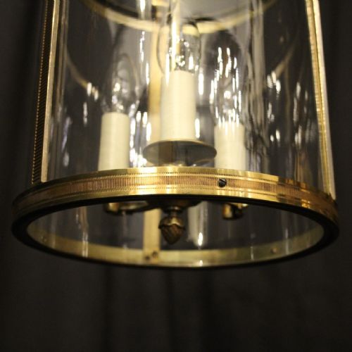 FRENCH GILDED BRASS TRIPLE LIGHT ANTIQUE LANTERN - ADDITIONAL PHOTO 8
