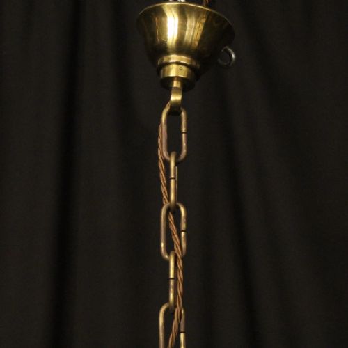 FRENCH GILDED BRASS TRIPLE LIGHT ANTIQUE LANTERN - ADDITIONAL PHOTO 9