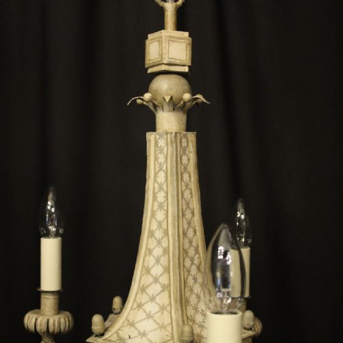 ENGLISH 5 LIGHT POLYCHROME PAGODA CHANDELIER - ADDITIONAL PHOTO 6
