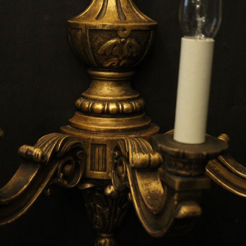 ENGLISH PAIR OF GILTWOOD TRIPLE ARM WALL LIGHTS - ADDITIONAL PHOTO 4