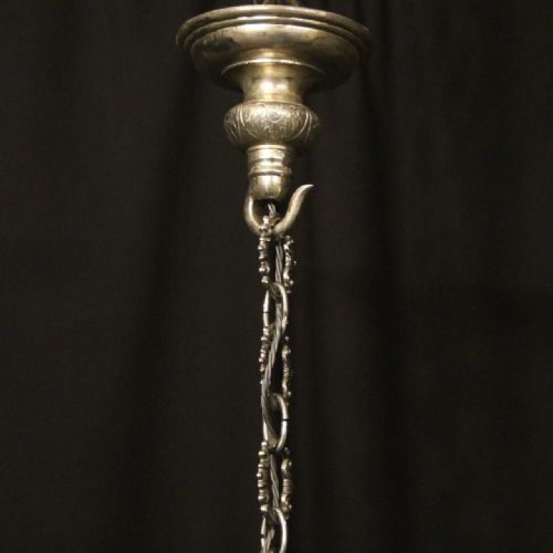 ENGLISH SILVER PLATED 6 LIGHT ANTIQUE CHANDELIER - ADDITIONAL PHOTO 9