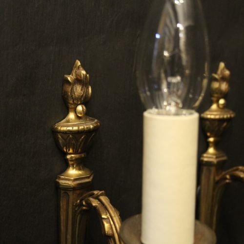 FRENCH PAIR OF SINGLE ARM ANTIQUE WALL LIGHTS - ADDITIONAL PHOTO 2