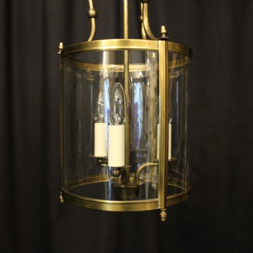 ENGLISH GILDED BRASS TRIPLE LIGHT CONVEX LANTERN - ADDITIONAL PHOTO 1