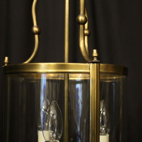 ENGLISH GILDED BRASS TRIPLE LIGHT CONVEX LANTERN - ADDITIONAL PHOTO 2