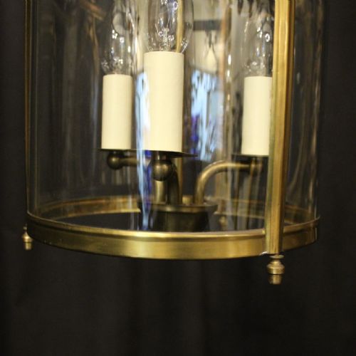ENGLISH GILDED BRASS TRIPLE LIGHT CONVEX LANTERN - ADDITIONAL PHOTO 4