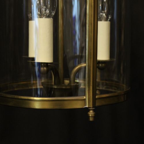 ENGLISH GILDED BRASS TRIPLE LIGHT CONVEX LANTERN - ADDITIONAL PHOTO 5