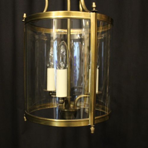 ENGLISH GILDED BRASS TRIPLE LIGHT CONVEX LANTERN - ADDITIONAL PHOTO 6
