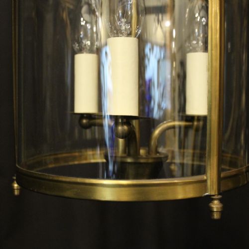 ENGLISH GILDED BRASS TRIPLE LIGHT CONVEX LANTERN - ADDITIONAL PHOTO 7