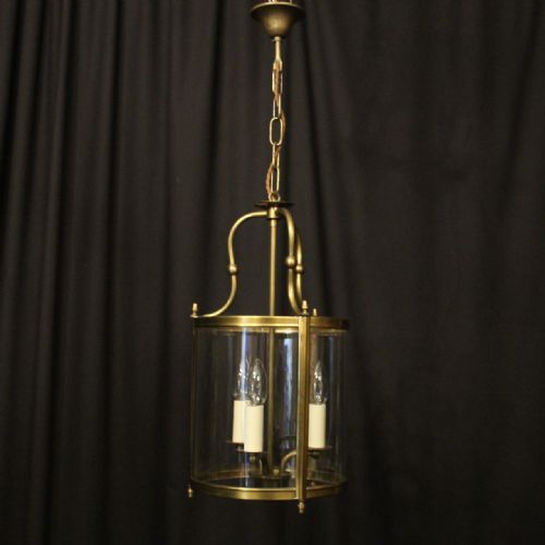 ENGLISH GILDED BRASS TRIPLE LIGHT CONVEX LANTERN - ADDITIONAL PHOTO 8