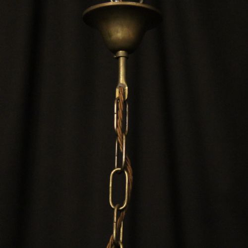 ENGLISH GILDED BRASS TRIPLE LIGHT CONVEX LANTERN - ADDITIONAL PHOTO 9