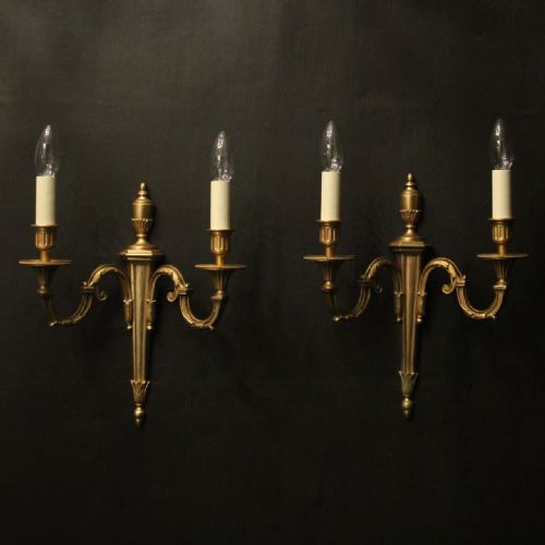french pair of gilded twin arm wall lights - CATEGORY: ANTIQUE LIGHTING - DATED 1930