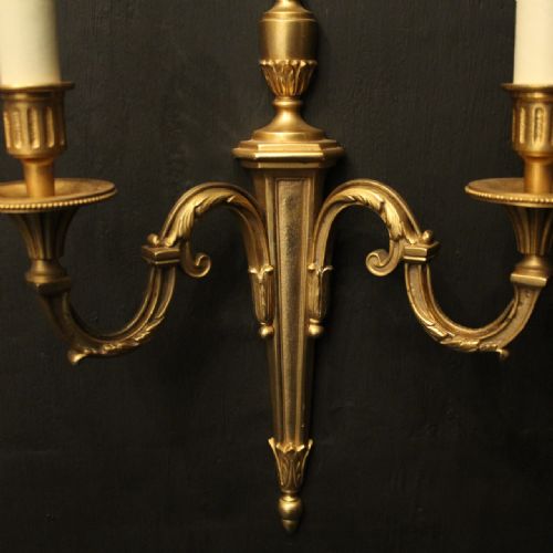 FRENCH PAIR OF GILDED TWIN ARM WALL LIGHTS - ADDITIONAL PHOTO 5