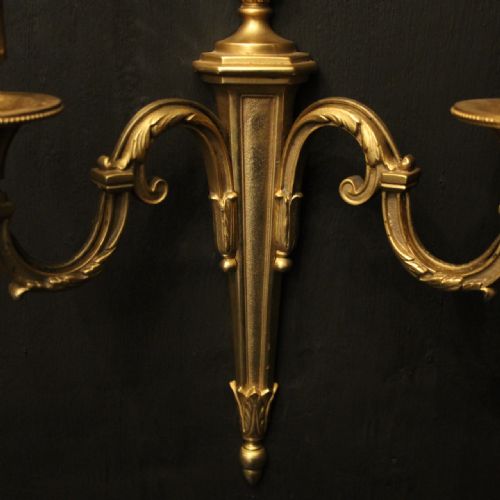 FRENCH PAIR OF GILDED TWIN ARM WALL LIGHTS - ADDITIONAL PHOTO 6