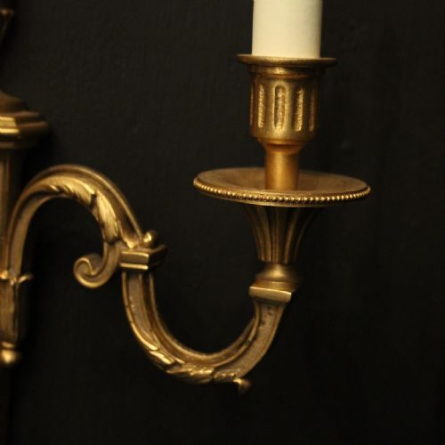 FRENCH PAIR OF GILDED TWIN ARM WALL LIGHTS - ADDITIONAL PHOTO 7