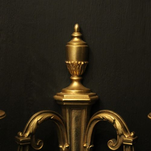 FRENCH PAIR OF GILDED TWIN ARM WALL LIGHTS - ADDITIONAL PHOTO 8