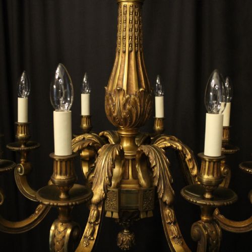 FRENCH GILDED BRONZE 8 LIGHT ANTIQUE CHANDELIER - ADDITIONAL PHOTO 7
