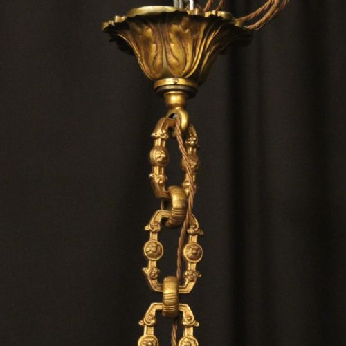 FRENCH GILDED BRONZE 8 LIGHT ANTIQUE CHANDELIER - ADDITIONAL PHOTO 9