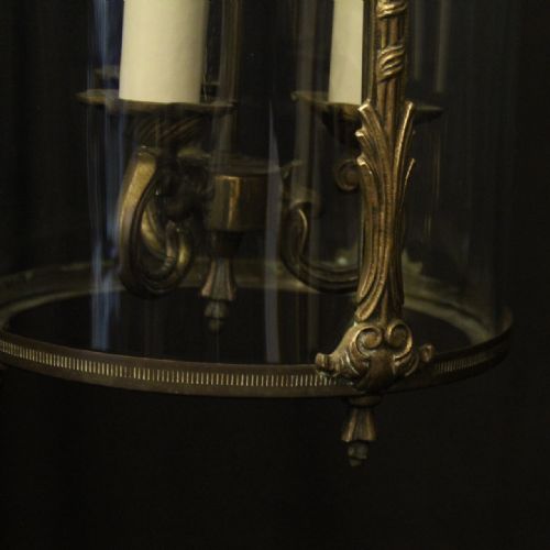 FRENCH PAIR OF GILDED TRIPLE LIGHT CONVEX ANTIQUE LANTERNS - ADDITIONAL PHOTO 7