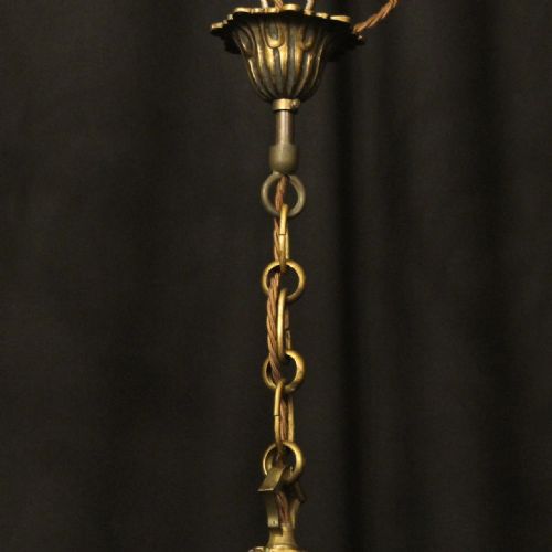 FRENCH PAIR OF GILDED TRIPLE LIGHT CONVEX ANTIQUE LANTERNS - ADDITIONAL PHOTO 9