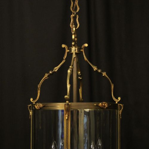 FRENCH LARGE GILDED BRONZE ANTIQUE CONVEX HALL LANTERN - ADDITIONAL PHOTO 1