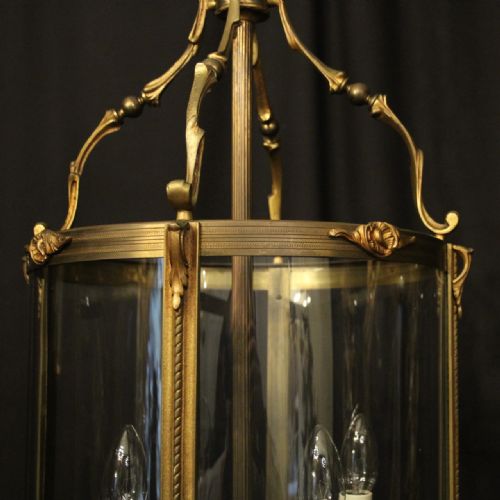 FRENCH LARGE GILDED BRONZE ANTIQUE CONVEX HALL LANTERN - ADDITIONAL PHOTO 3