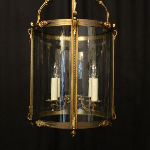 FRENCH LARGE GILDED BRONZE ANTIQUE CONVEX HALL LANTERN - ADDITIONAL PHOTO 4