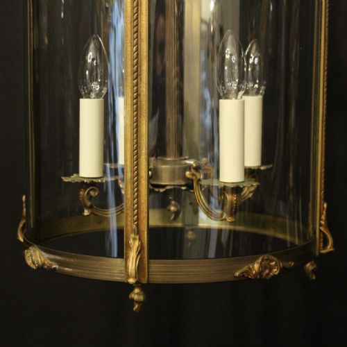 FRENCH LARGE GILDED BRONZE ANTIQUE CONVEX HALL LANTERN - ADDITIONAL PHOTO 5