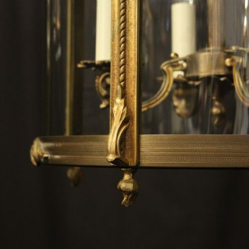 FRENCH LARGE GILDED BRONZE ANTIQUE CONVEX HALL LANTERN - ADDITIONAL PHOTO 7