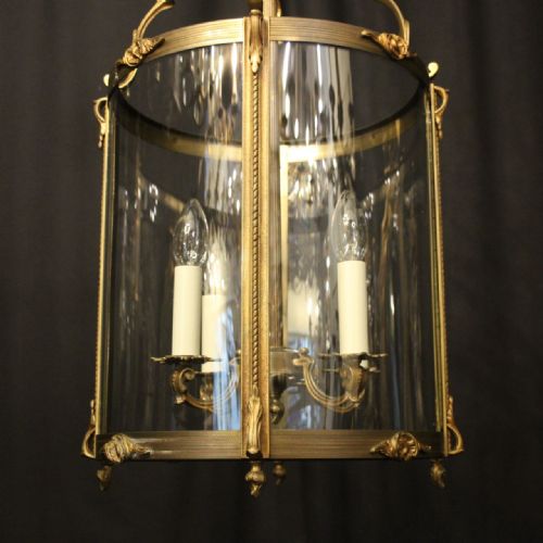FRENCH LARGE GILDED BRONZE ANTIQUE CONVEX HALL LANTERN - ADDITIONAL PHOTO 8