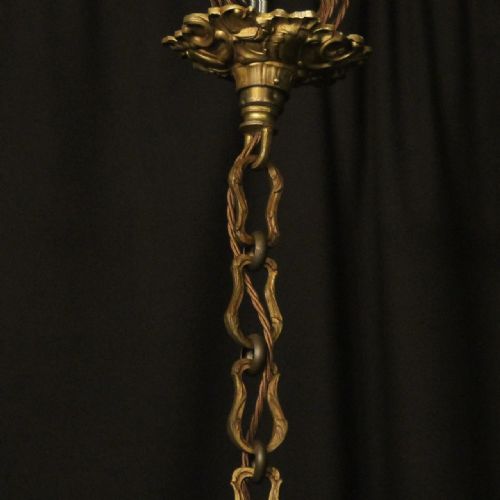 FRENCH LARGE GILDED BRONZE ANTIQUE CONVEX HALL LANTERN - ADDITIONAL PHOTO 9
