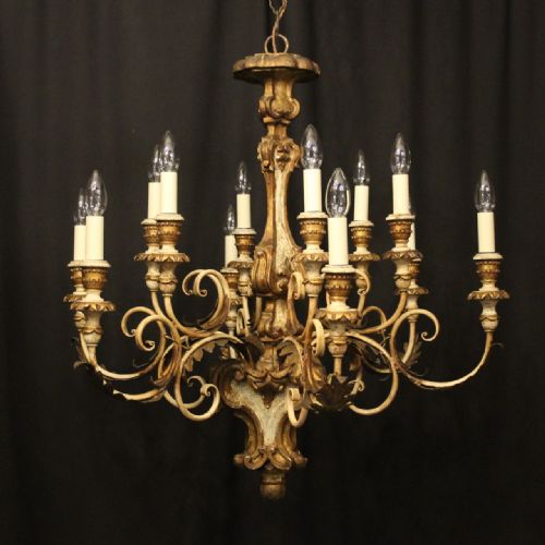 florentine 12 light polychrome chandelier - CATEGORY: ANTIQUE LIGHTING - DATED 1920